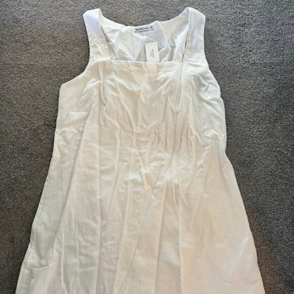 NWT Abercrombie & Fitch Linen Blend Square Neck Mini Dress, XL - Picture 4 of 6